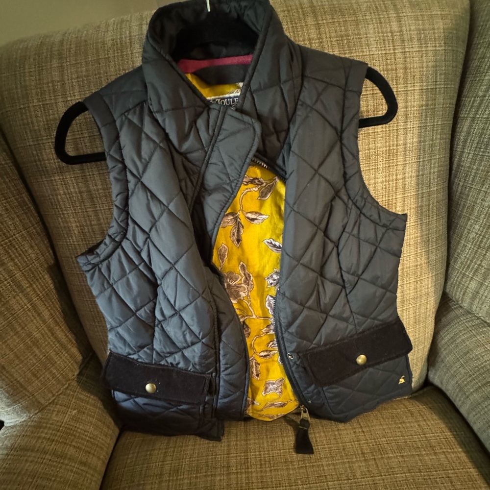Joules Black Vest with Yellow Floral Interior